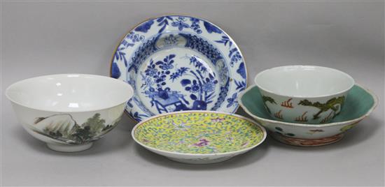 A group of Chinese porcelain bowls and dishes, 18th century and later